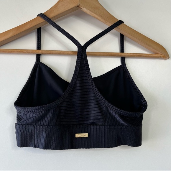 Alala rays rib black wet look Athletic sports bra - Picture 4 of 8